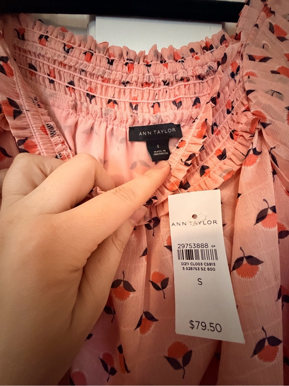 Ann Taylor Peach Pink Floral Square Neck Top - Picture 2 of 4